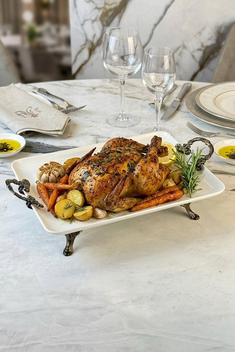 Porselen Kulplu Ayaklı Sunumluk Tabak &Yemek Meze Tatlı Servisiliği