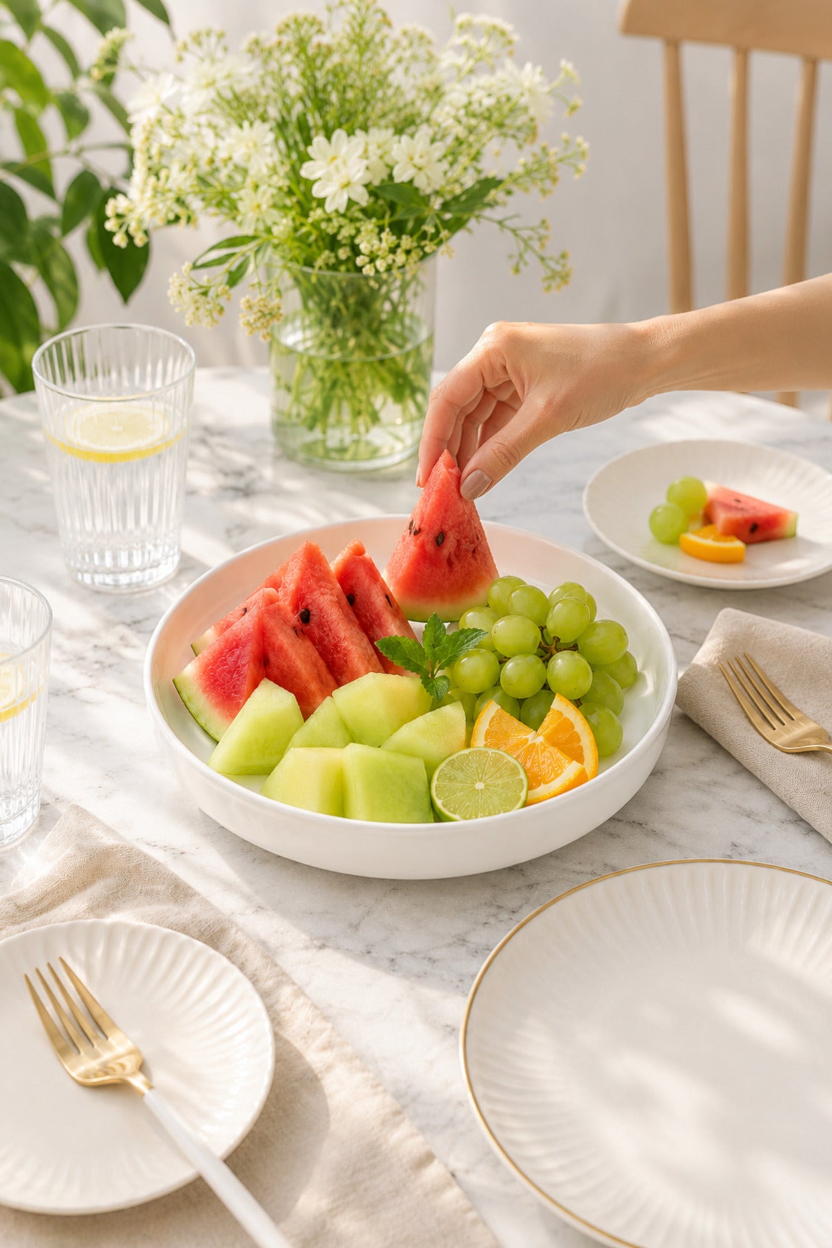 Porselen Derin Salata Kasesi & Büyük Boy Sunum Servis Kasesi 24 Cm