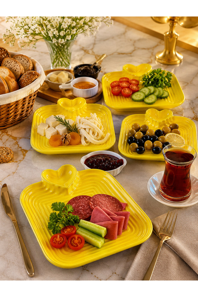 Kalpli Seramik Sunum Tabağı & Reçellikli Kahvaltı Servis Tabağı 1 Adet