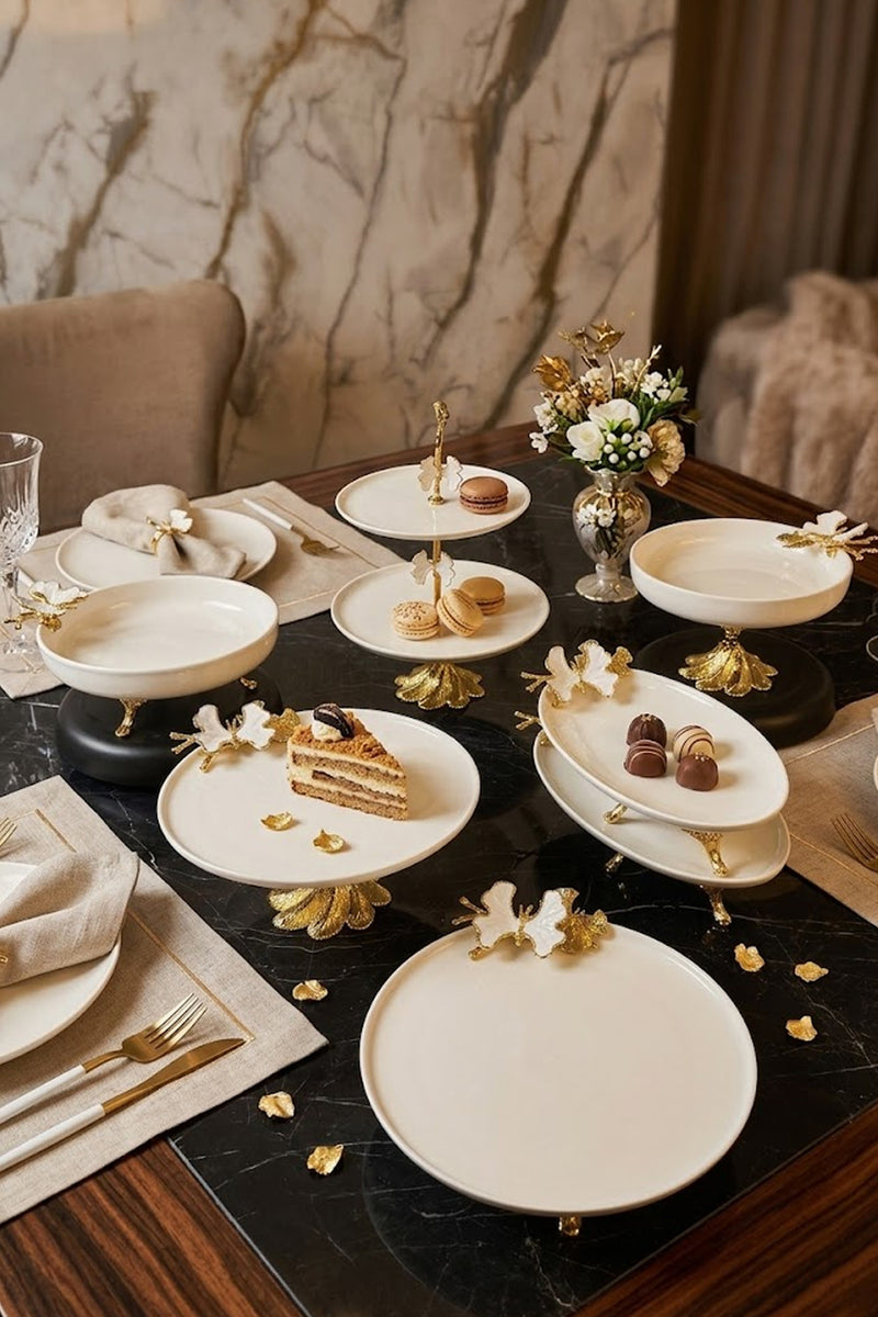 7 Parça WB Porselen Sofra Sunum Seti & Yemek Tabağı Salata Kasesi Kurabiyelik Oval Meze Tabağı