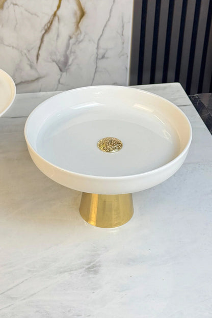 Porselen Gold Metal Ayaklı Sunumluk Kase & Salata Meyve Meze Servisliği ( Yıkanabilir)