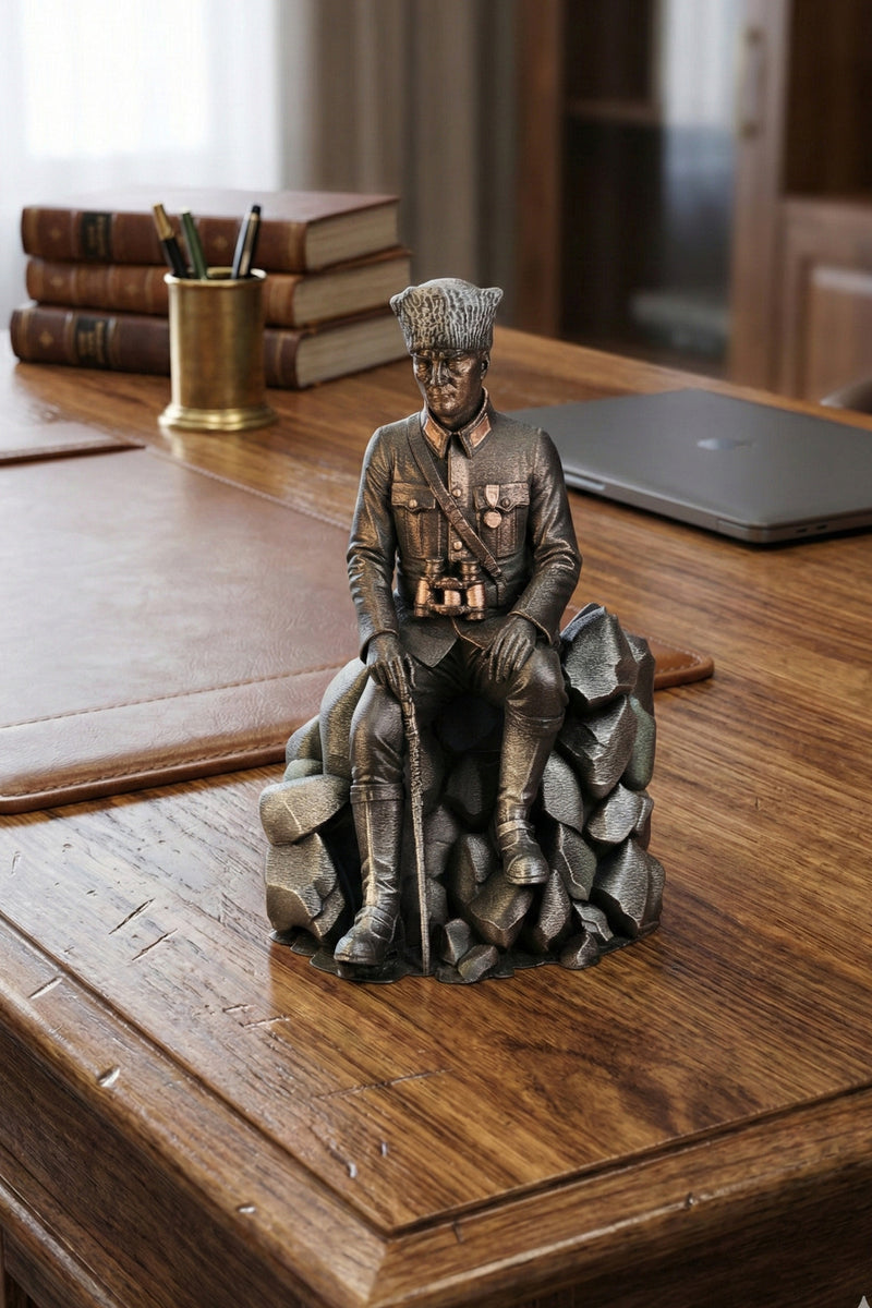 Atatürk Kaya Üzerinde oturan biblo heykel