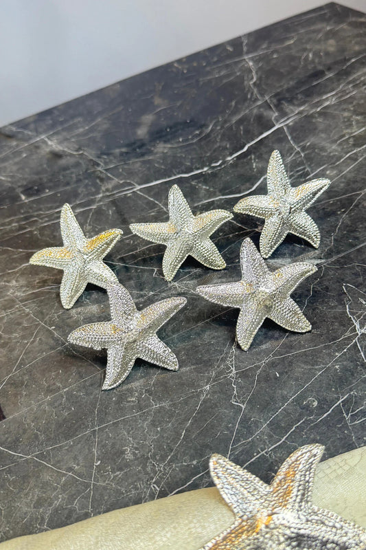 6'lı Gümüş Peçete Halkası Deniz Yıldızı Peçete Yüzüğü