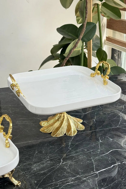 2'li Porselen Gold Sofra & Sunum & İkramlık & Kahvaltı Seti