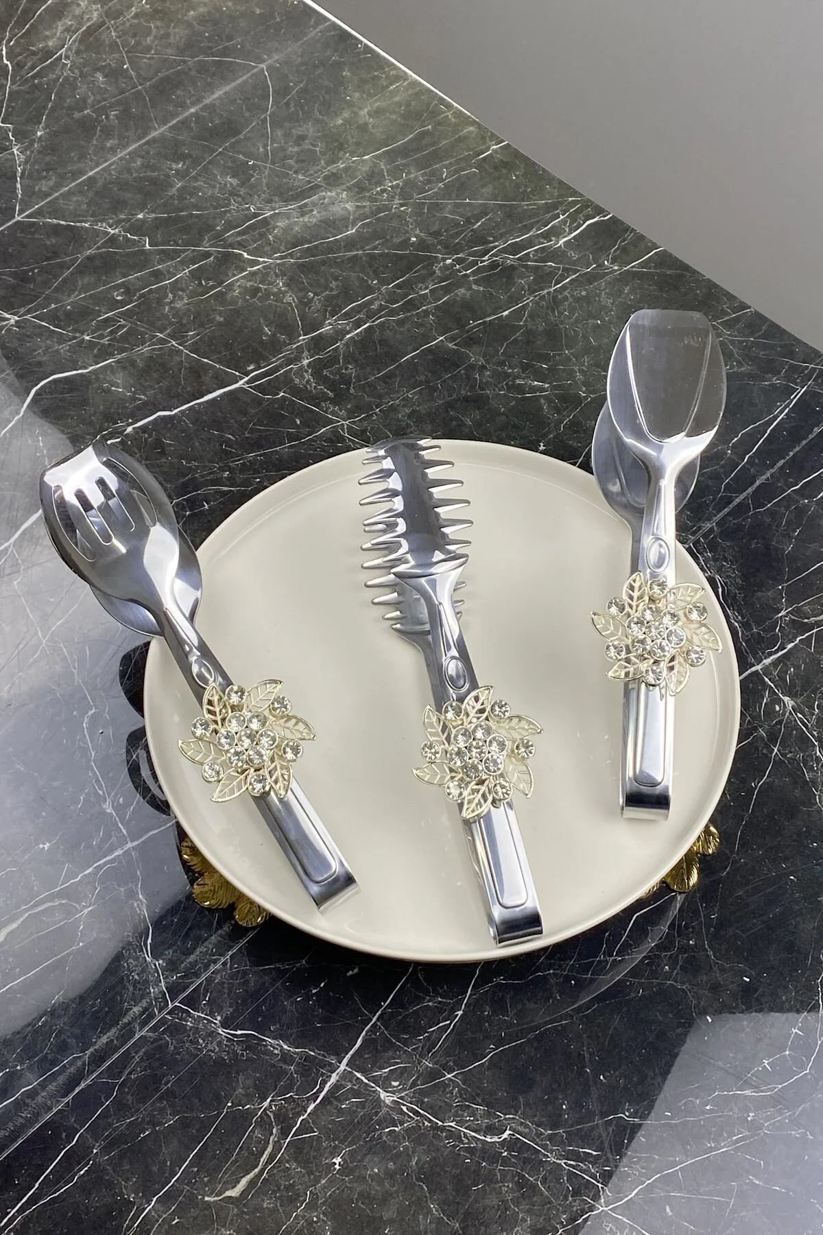 3'Lü Bron Servis Sunum Makarna Pasta Salata Kek Maşa Seti