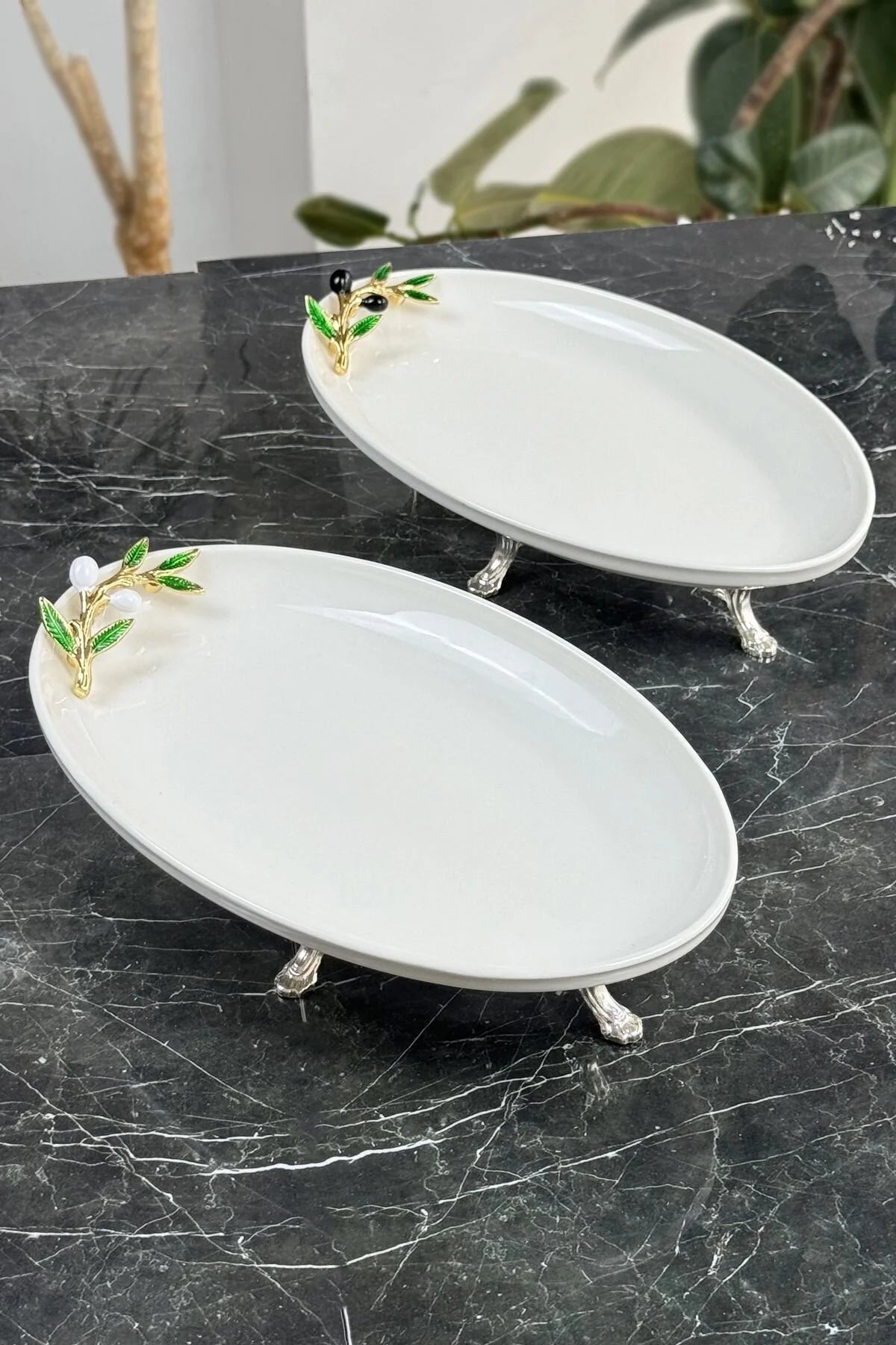 Zeytin 2'li Oval Sunum Tabağı Servis Seti