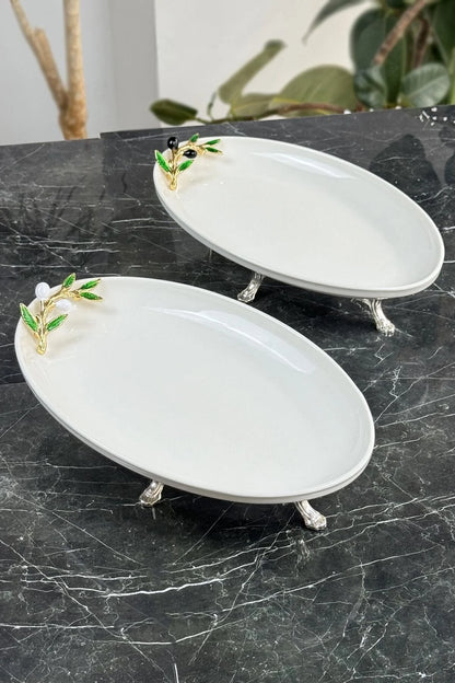 Zeytin 2'li Oval Sunum Tabağı Servis Seti
