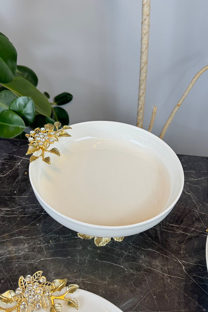 5 Parça Bron Porselen Sofra Sunum Seti & Yemek Tabağı Salata Kasesi Oval Meze Tabağı