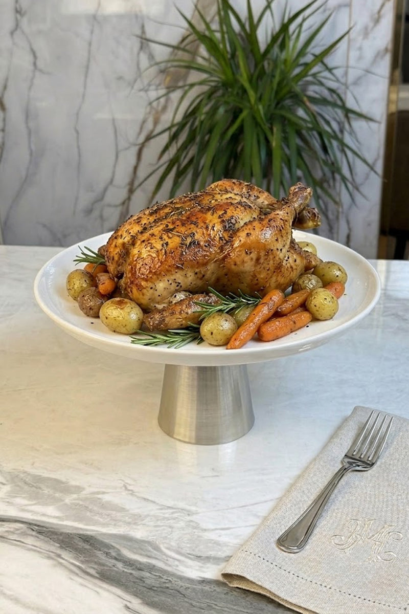 Porselen Gümüş Ayaklı Tabak & Kek Kurabiye Pasta Sunumluğu Servisliği 27 CM ( Yıkanabilir)