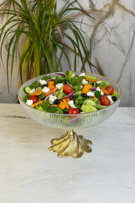 Gold Detaylı Ayaklı Sunumluk Kase & Salata Meyve Sunum Kasesi