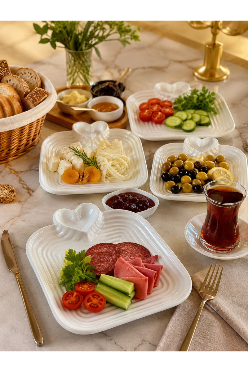 Kalpli Seramik Sunum Tabağı & Reçellikli Kahvaltı Servis Tabağı 1 Adet