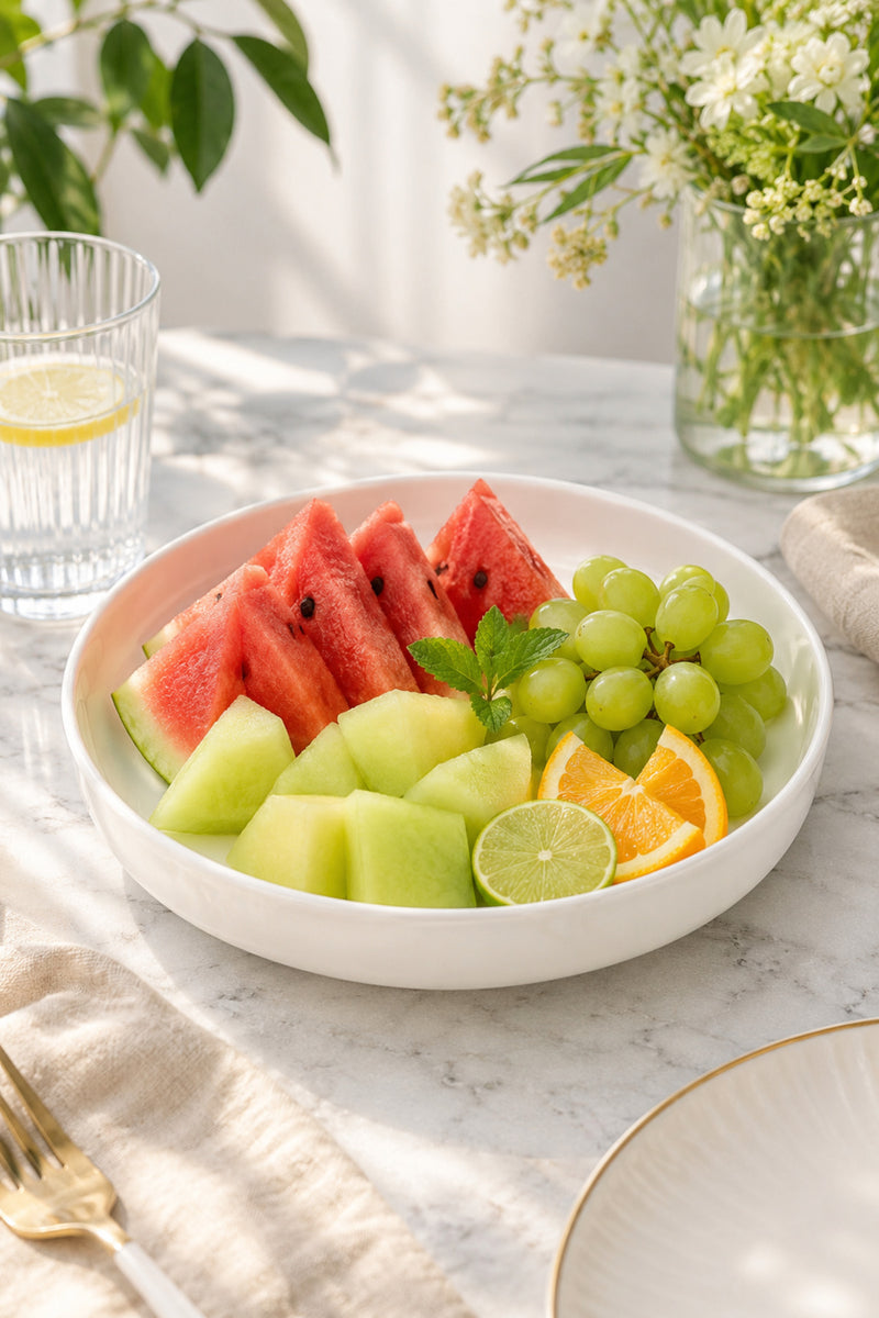 Porselen Derin Salata Kasesi & Büyük Boy Sunum Servis Kasesi 24 Cm