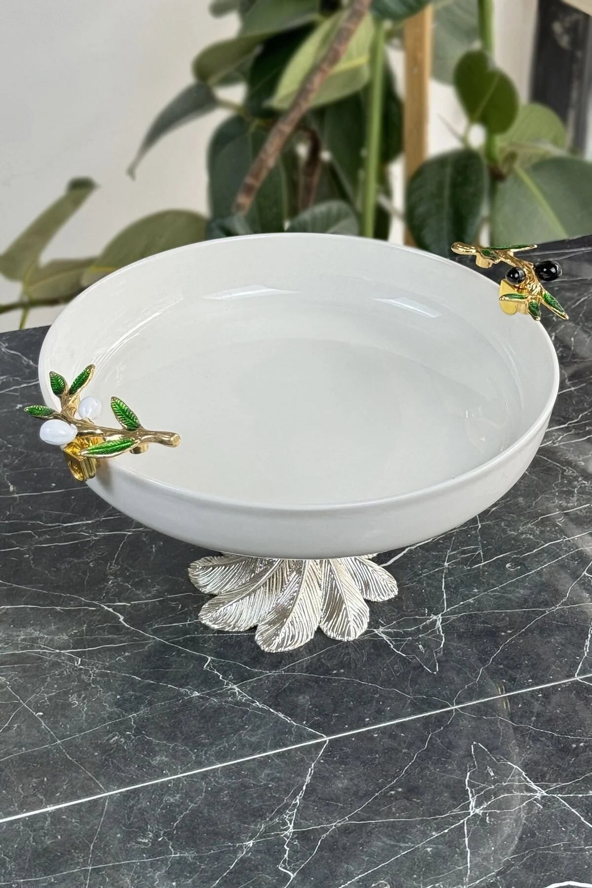 Zeytin Model Porselen Tabak Sofra & Sunum & Meyvelik & Tatlı Servis Seti