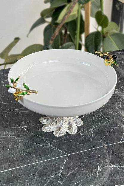 Zeytin Model Porselen Tabak Sofra & Sunum & Meyvelik & Tatlı Servis Seti