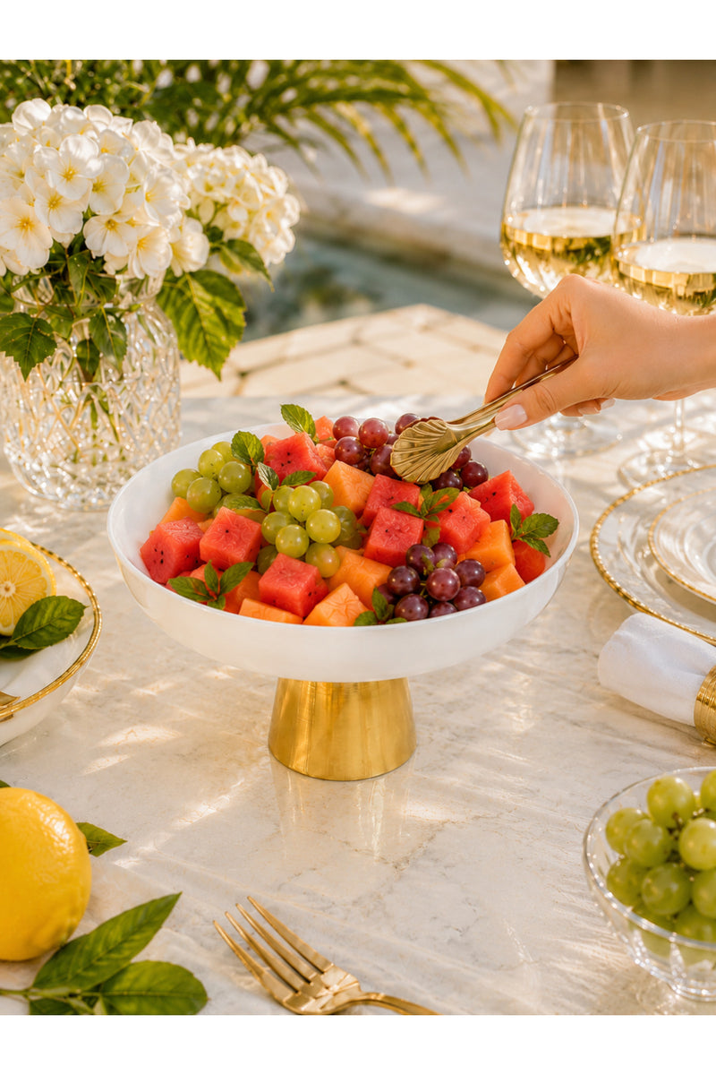 Porselen Gold Metal Ayaklı Sunumluk Kase & Salata Meyve Meze Servisliği ( Yıkanabilir)