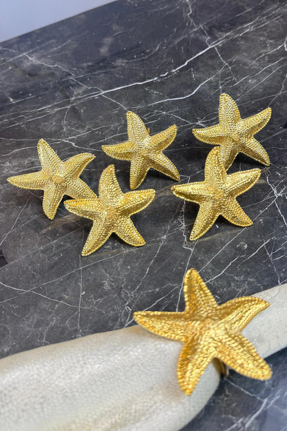 6'lı Gold Peçete Halkası Deniz Yıldızı Peçete Yüzüğü