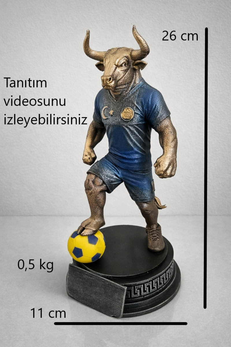 SARI-LACİVERT futbolcu kadıköy boğası maskot biblo , obje