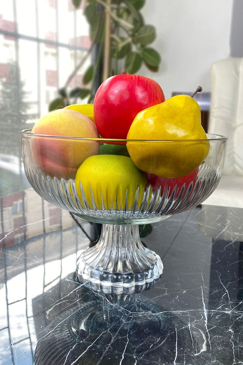 Ayaklı Cam Salata Meyve Sunum Kasesi