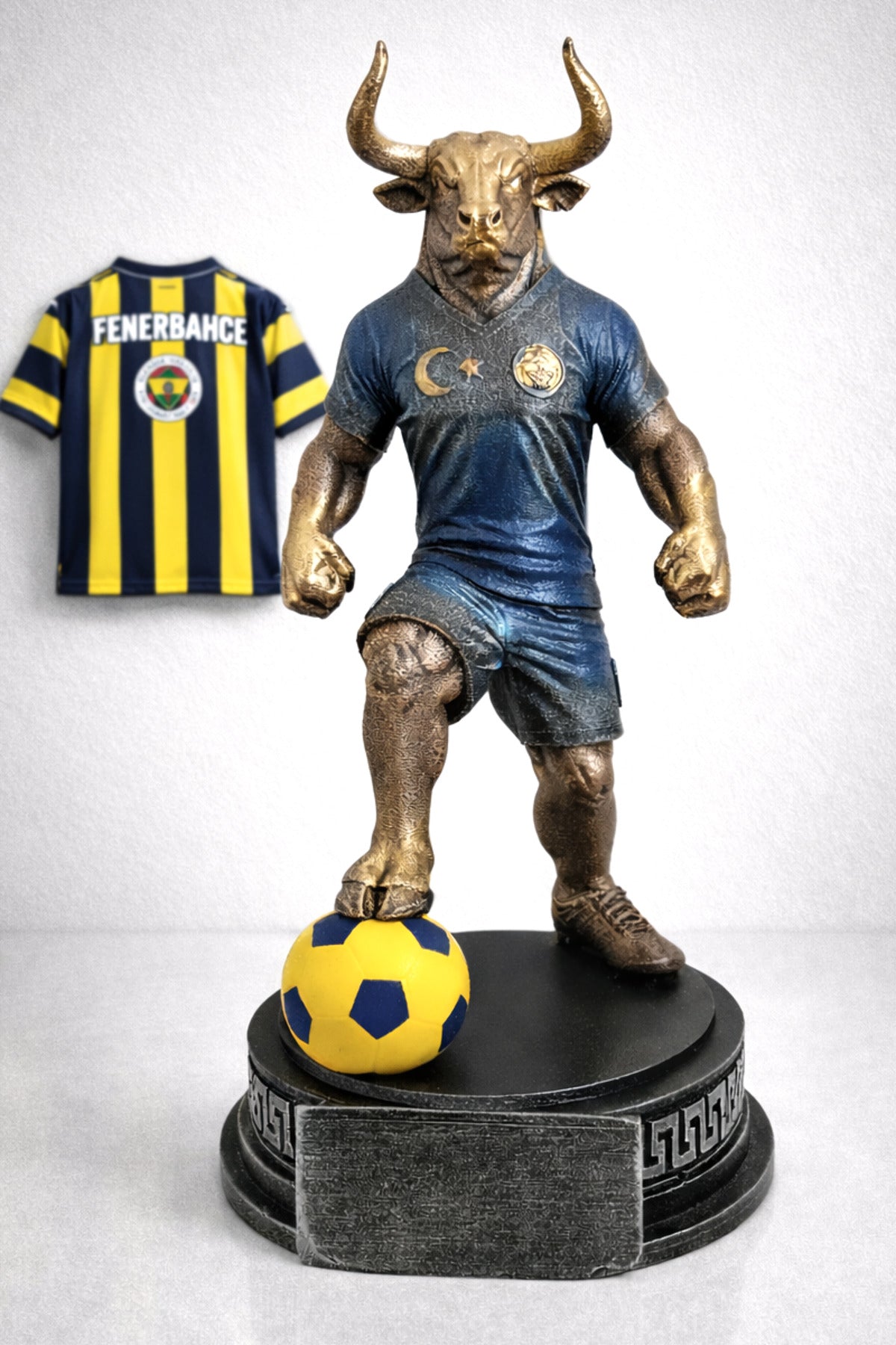 SARI-LACİVERT futbolcu kadıköy boğası maskot biblo , obje