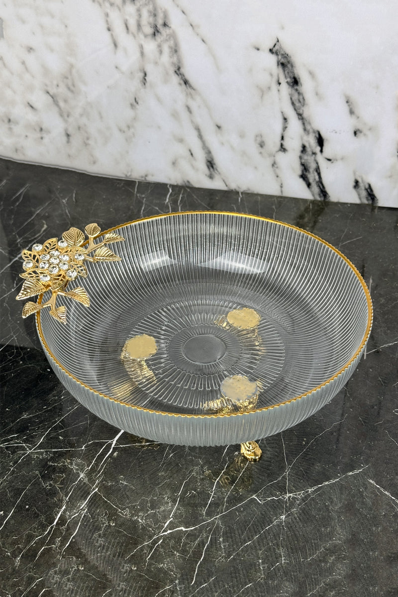 2'Li Gold Detaylı Ayaklı Salata Meze Yemek Sunumluk Kase