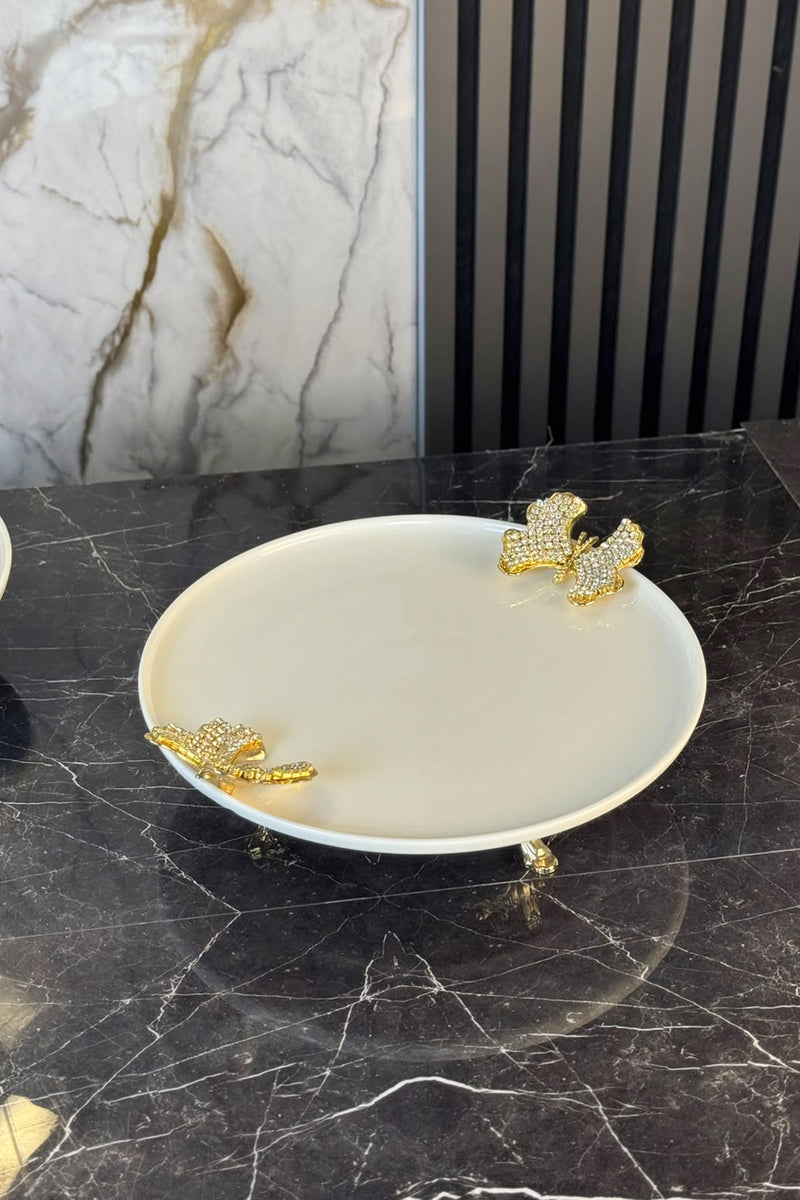 Porselen Ayaklı Kek Pasta Sunumluk Tabak