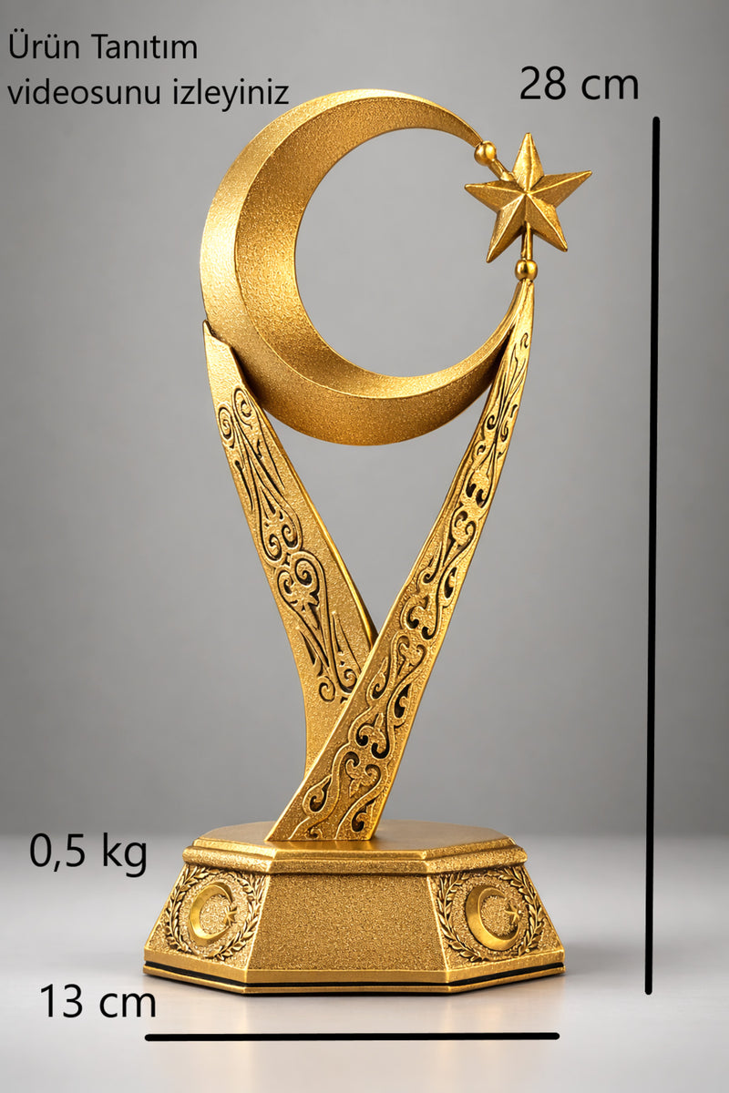 Ay Yıldız Desenli dekoratif bilblo obje gold