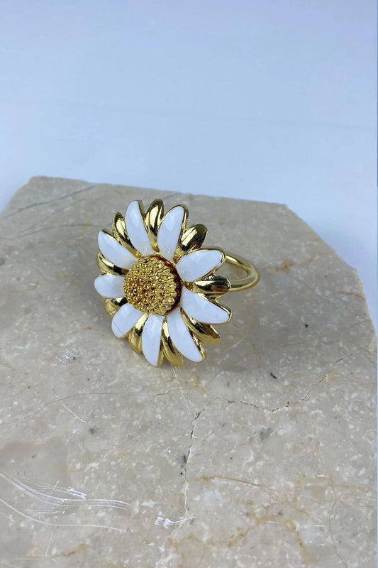 6 Adet Gold Metal Papatya Halkalı Peçete Yüzüğü Halkası