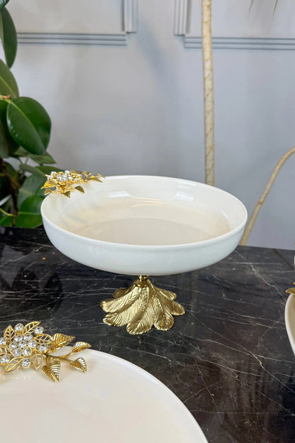 5 Parça Bron Porselen Sofra Sunum Seti & Yemek Tabağı Salata Kasesi Oval Meze Tabağı