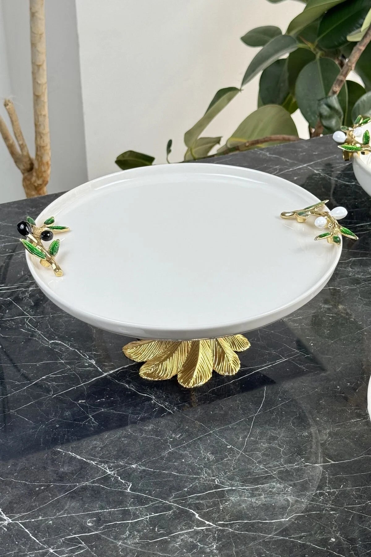 3 Parça Porselen Gümüş Servis & Sunum & Meze & Tatlı Kasesi Tabak Kase Seti