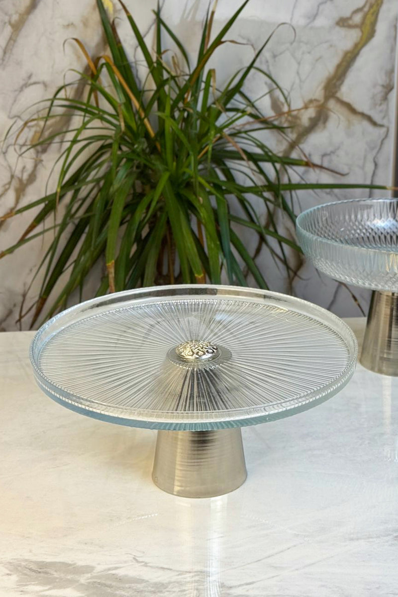 2'Li Yaldızlı Cam Lüks Set & Tabak Kase Sunum Servis Seti