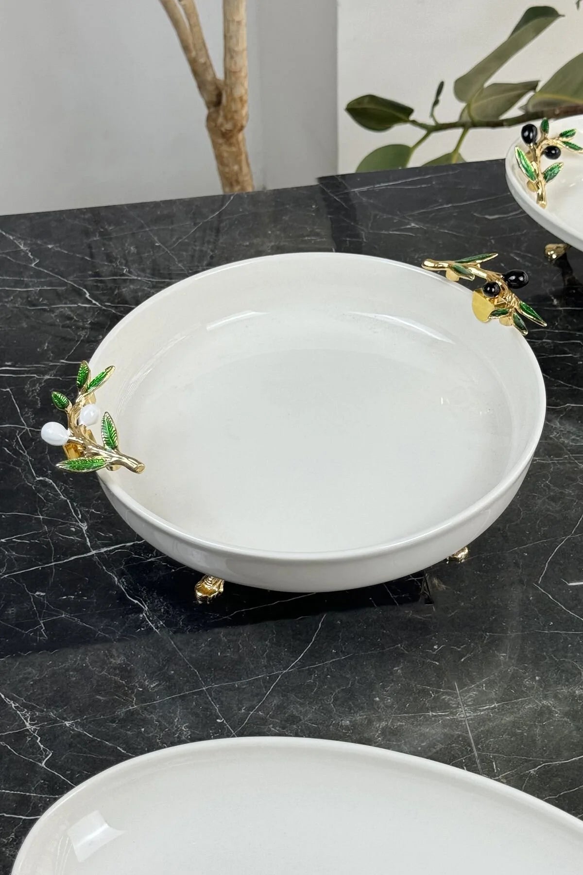 2'li Özel Gold Sofra & Sunum Seti (Zeytin)