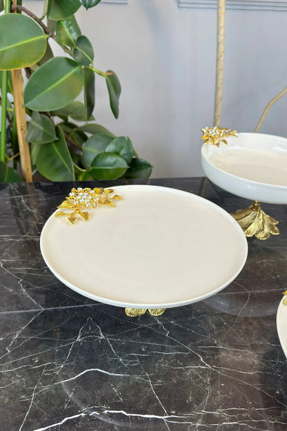 5 Parça Bron Porselen Sofra Sunum Seti & Yemek Tabağı Salata Kasesi Oval Meze Tabağı