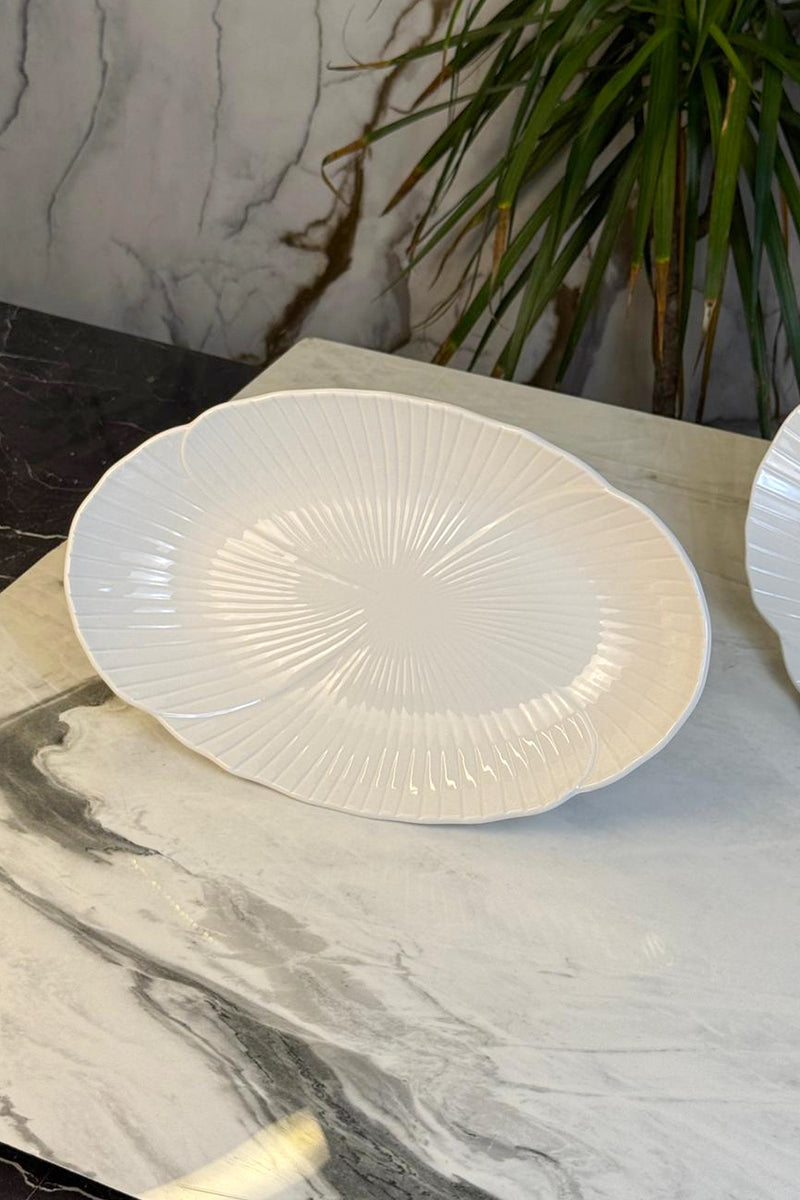 2'Li Porselen Kayık Sunum Tabağı & Metal Ayaklı Oval Meze Yemek İkramlık Servsiliği