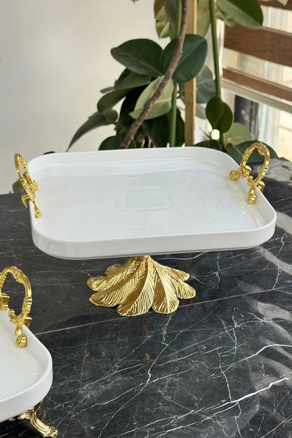 2'li Porselen Gold Sofra & Sunum & İkramlık & Kahvaltı Seti