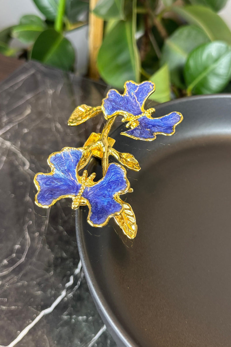 Porselen Metal Hun Ayaklı Blue Butterfly Detaylı Sunum Kasesi