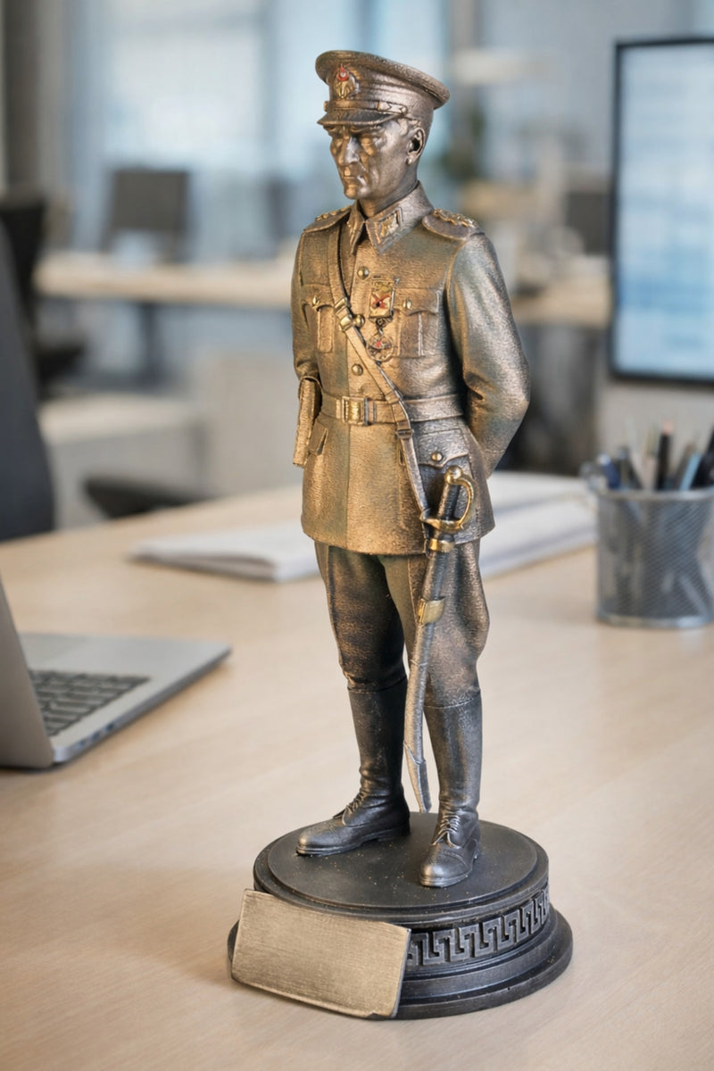 Atatürk Üniformalı Dekoratif biblo Heykel