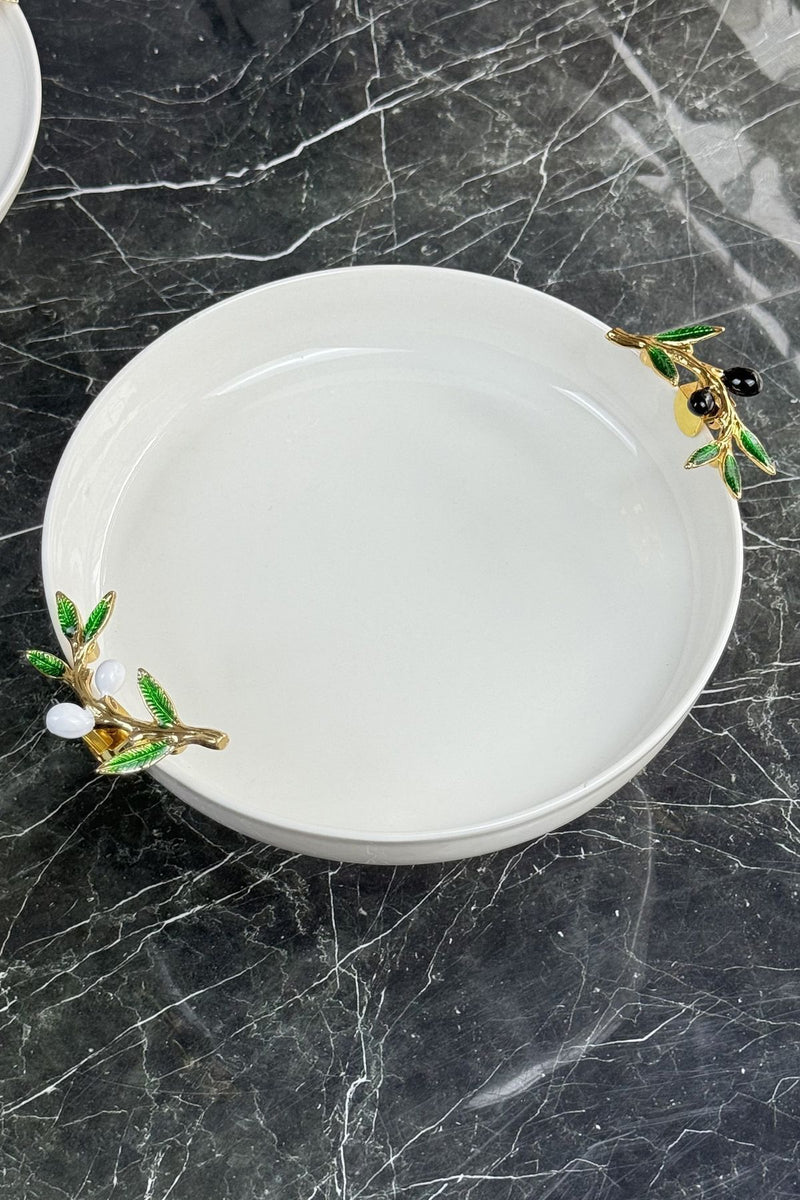 Zeytin Model Porselen Tabak Sofra & Sunum & Meyvelik & Tatlı Servis Seti