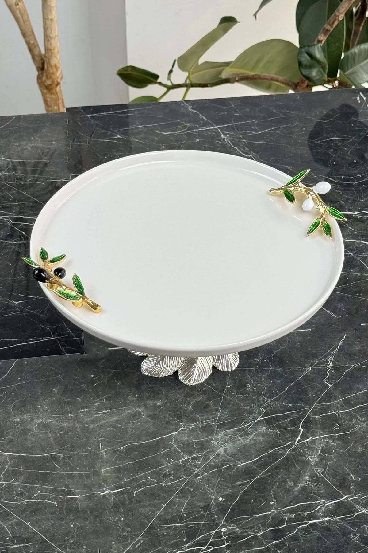 Zeytin Model Porselen Tabak Sofra & Sunum & Meyvelik & Tatlı Servis Seti