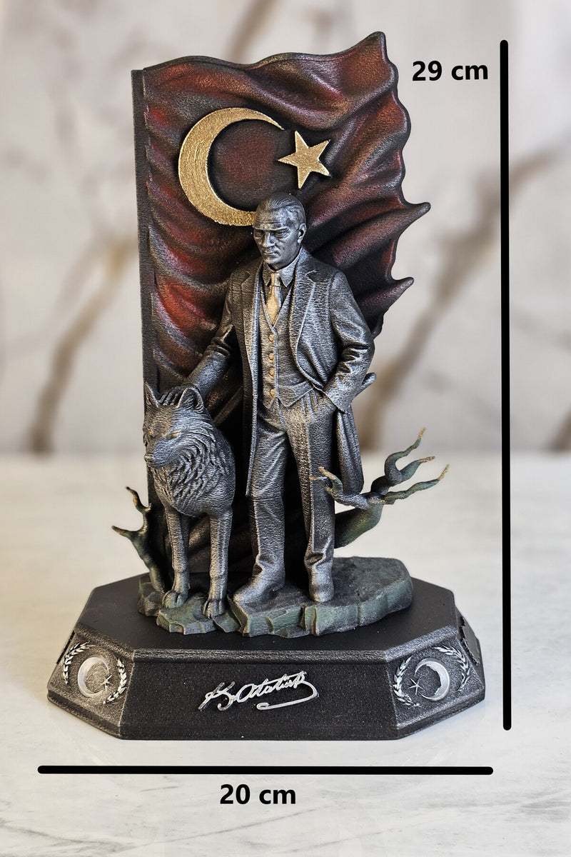 Atatürk Yanında kurt Arkası Boydan Bayraklı Biblo