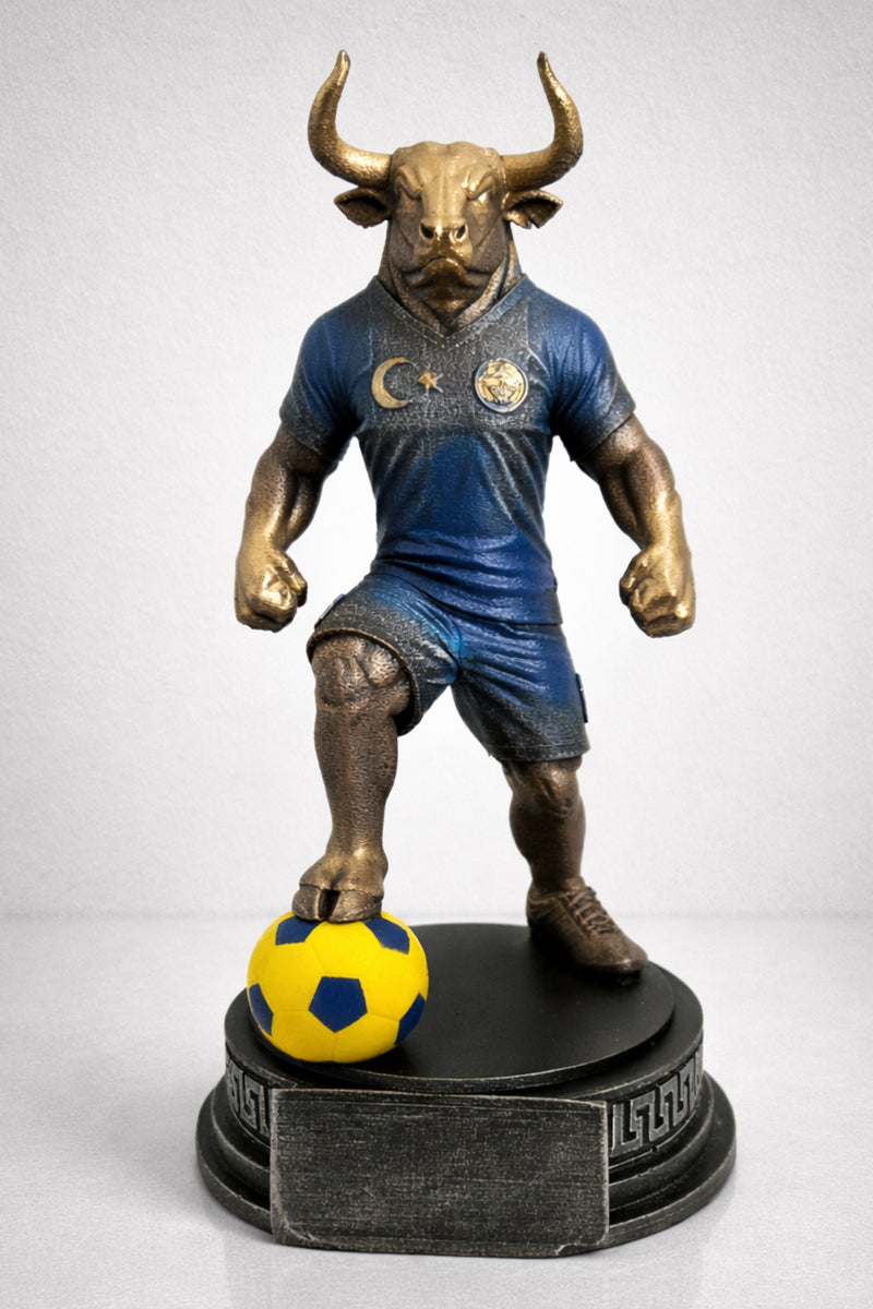 SARI-LACİVERT futbolcu kadıköy boğası maskot biblo , obje