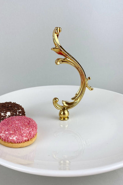 Kuğ Lüx Ayaklı Tutmalı Porselen Sunumluk Tabak Gold Detaylı & Sunumluk Servislik Tabak