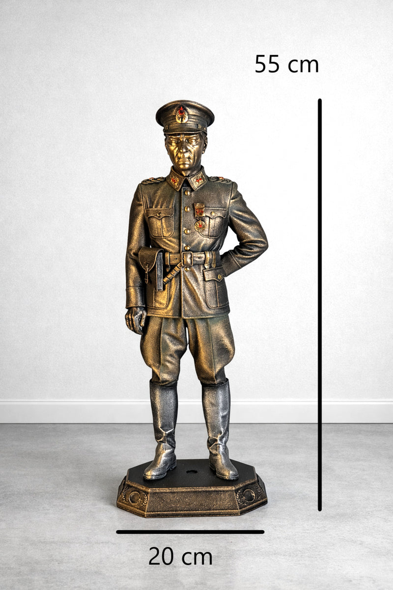 Dev Atatürk Üniformalı Orjinal işçilik biblo 50 cm