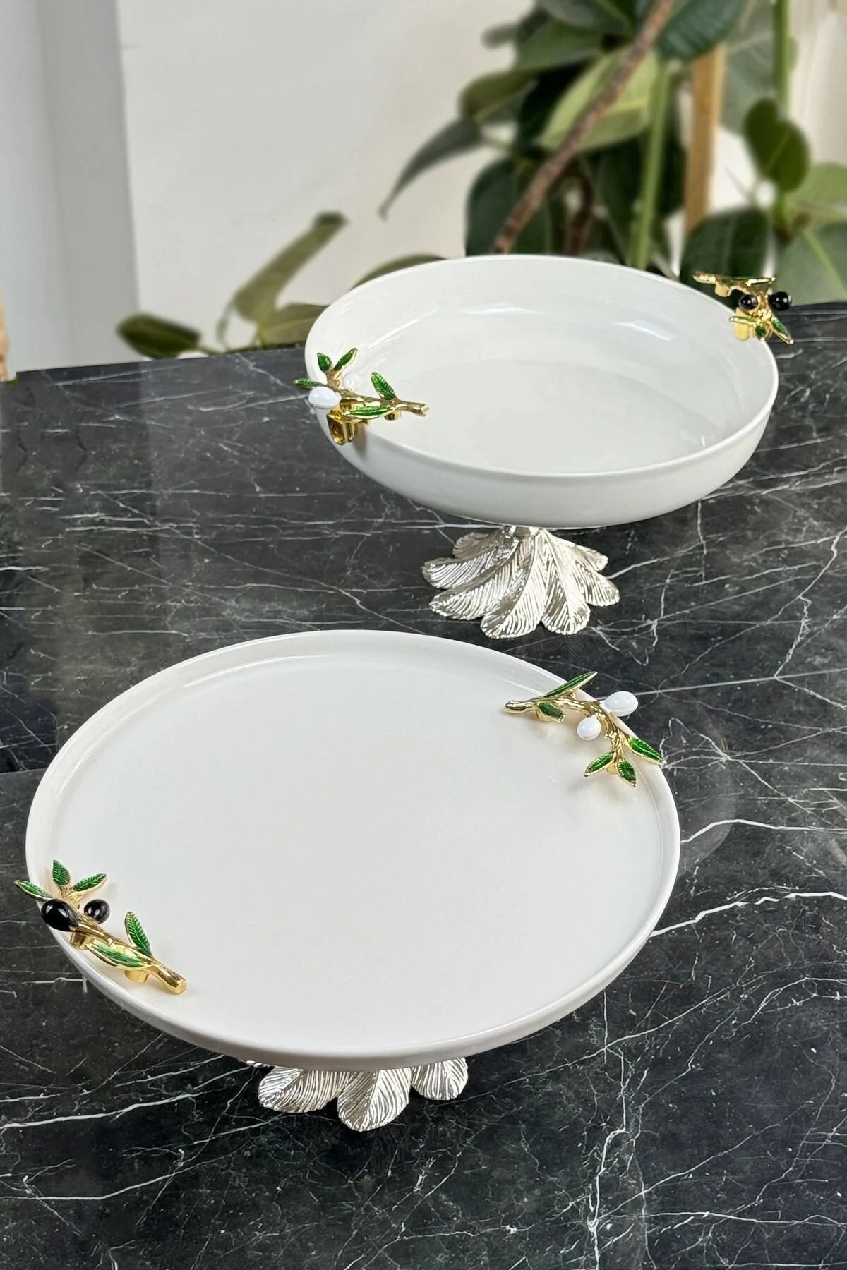 Zeytin Model Porselen Tabak Sofra & Sunum & Meyvelik & Tatlı Servis Seti