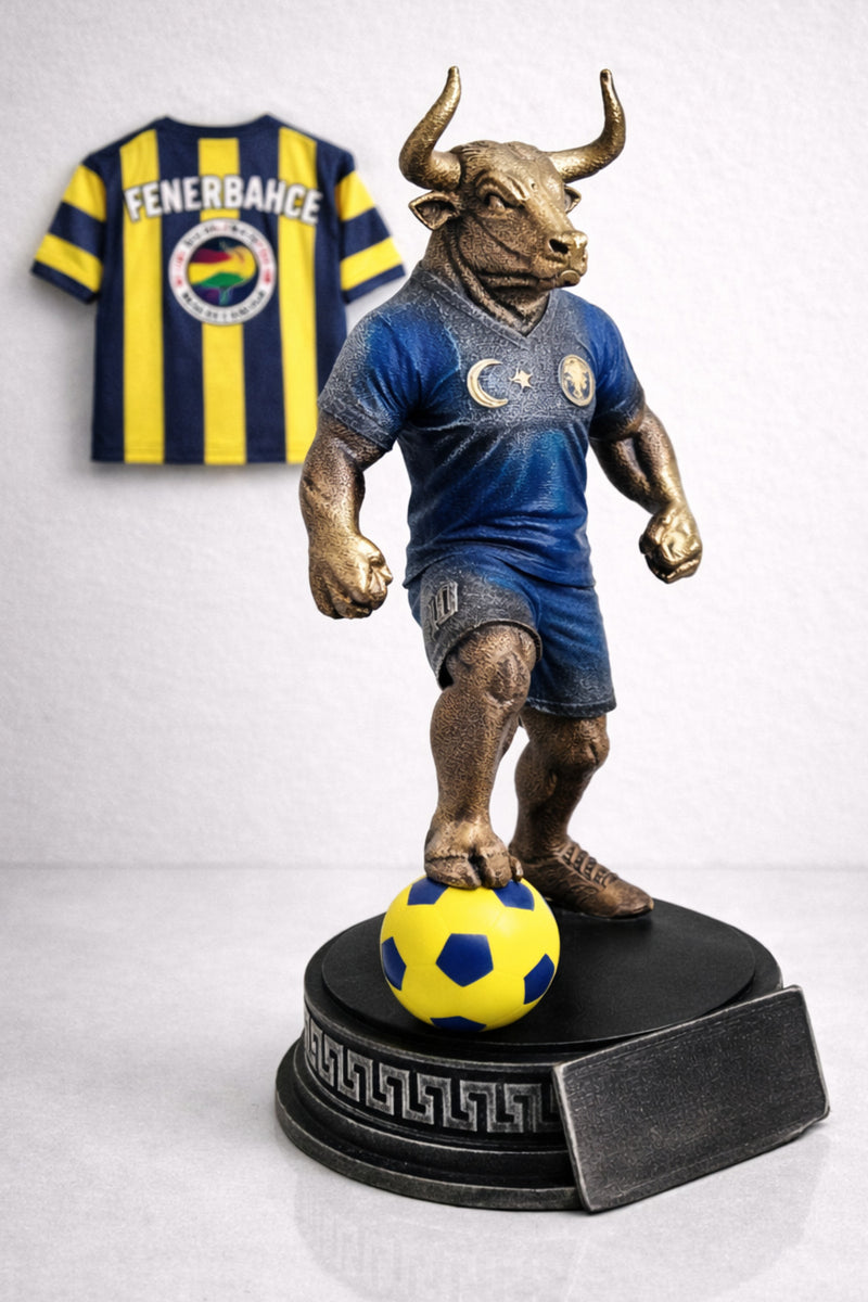 SARI-LACİVERT futbolcu kadıköy boğası maskot biblo , obje