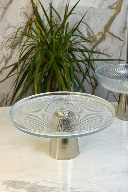 2'Li Yaldızlı Cam Lüks Set & Tabak Kase Sunum Servis Seti
