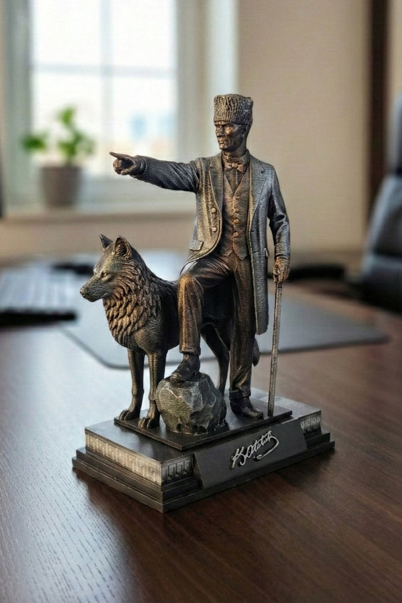 Atatürk Hedef İleri Orjinal işçilik Dekoratif Biblo Heykel