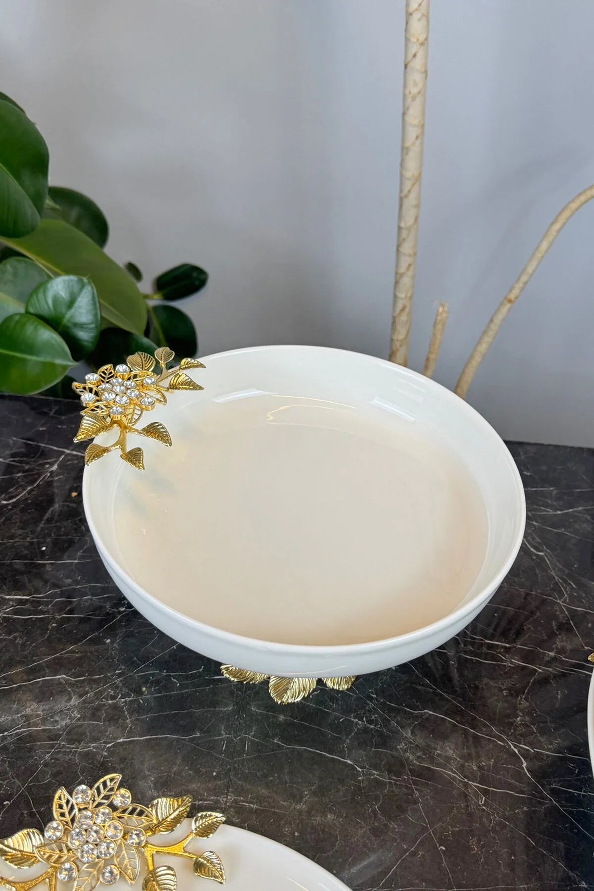 5 Parça Bron Porselen Sofra Sunum Seti & Yemek Tabağı Salata Kasesi Oval Meze Tabağı