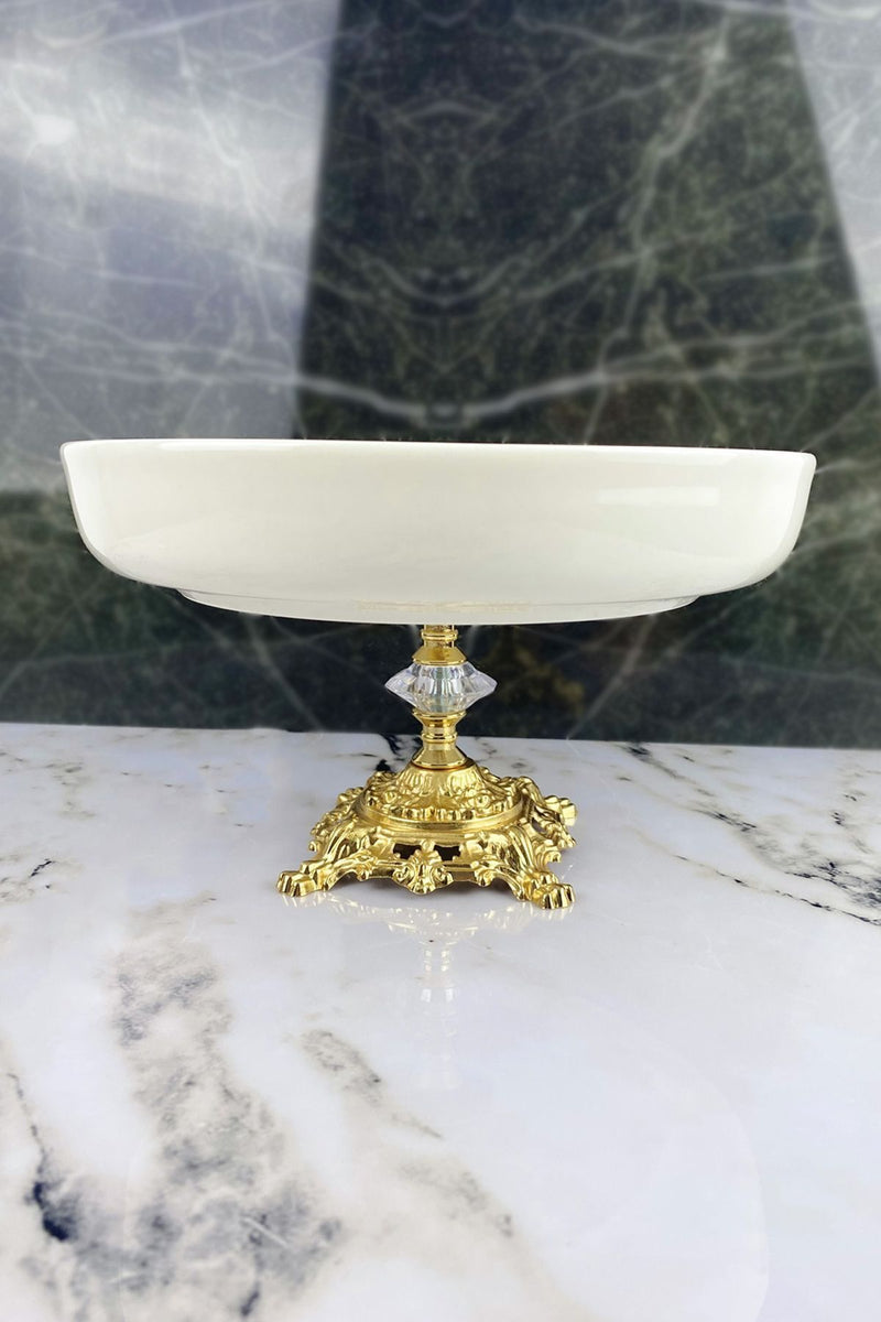 Gold Ayaklı Porselen Salata Sunum Kasesi & Metal Ayaklı Porselen Yemek Servis Kasesi