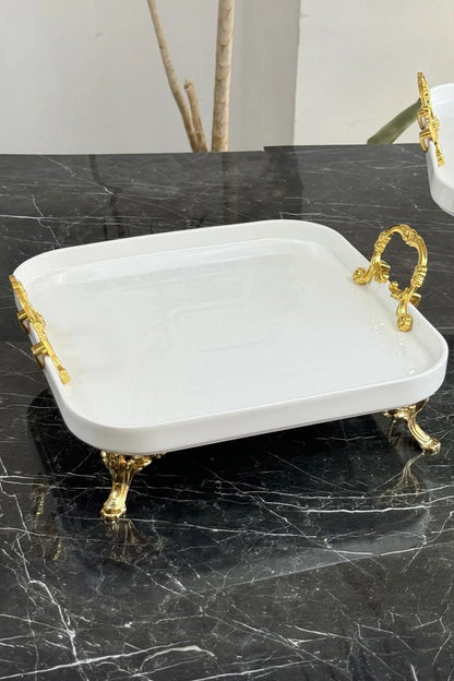 2'li Porselen Gold Sofra & Sunum & İkramlık & Kahvaltı Seti
