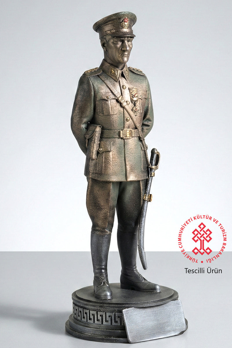 Atatürk Üniformalı Dekoratif biblo Heykel